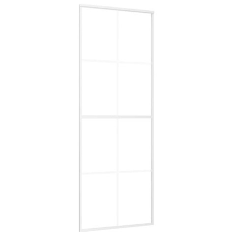 VidaXL Drzwi przesuwne, matowe szkło ESG i aluminium, 76x205 cm, białe