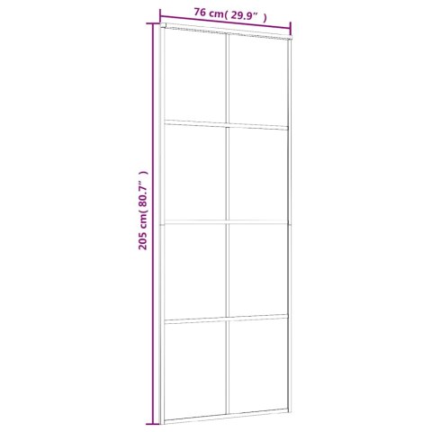 VidaXL Drzwi przesuwne, matowe szkło ESG i aluminium, 76x205 cm, białe