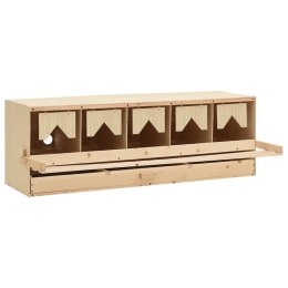VidaXL Gniazdo dla kur, 5 przegród, 117x33x38 cm, lite drewno sosnowe