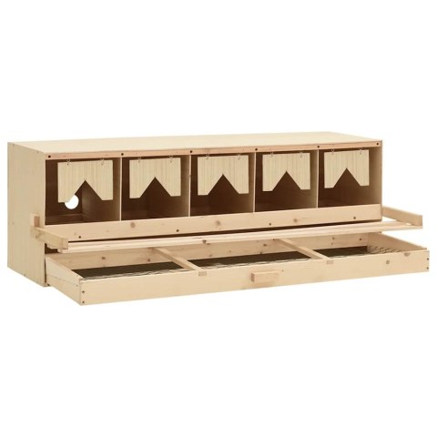 VidaXL Gniazdo dla kur, 5 przegród, 117x33x38 cm, lite drewno sosnowe