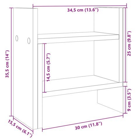 VidaXL Organizer na biurko, przydymiony dąb, 34,5x15,5x35,5 cm