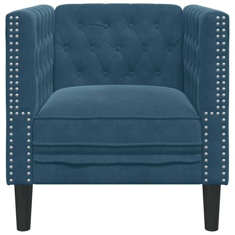 VidaXL Fotel Chesterfield, niebieski, tapicerowany aksamitem