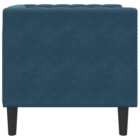 VidaXL Fotel Chesterfield, niebieski, tapicerowany aksamitem