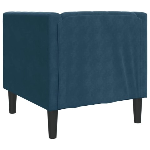 VidaXL Fotel Chesterfield, niebieski, tapicerowany aksamitem