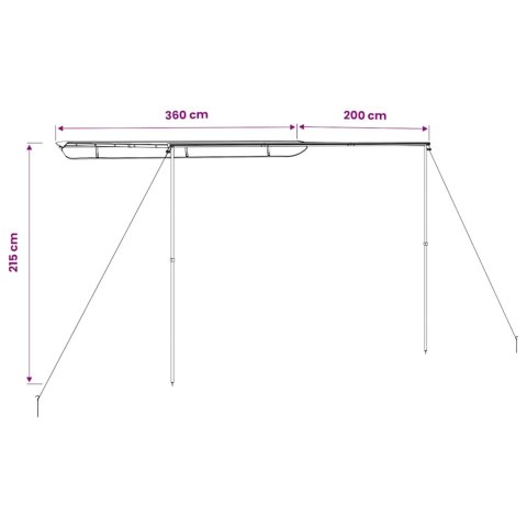 VidaXL Zadaszenie do kampera, 3,6 x 2 x 2,15 m, beżowe