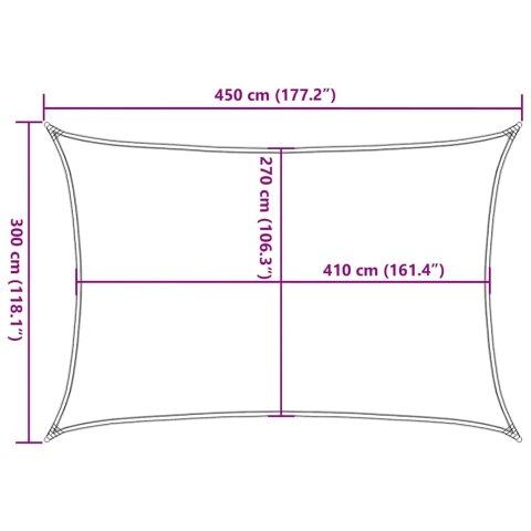 VidaXL Żagiel przeciwsłoneczny, 160 g/m², ciemnozielony, 3x4,5 m, HDPE