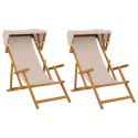 VidaXL Fotel ogrodowy 2 pcs 3 Pozycja Lite Drewno Eukaliptusowe Beżowy
