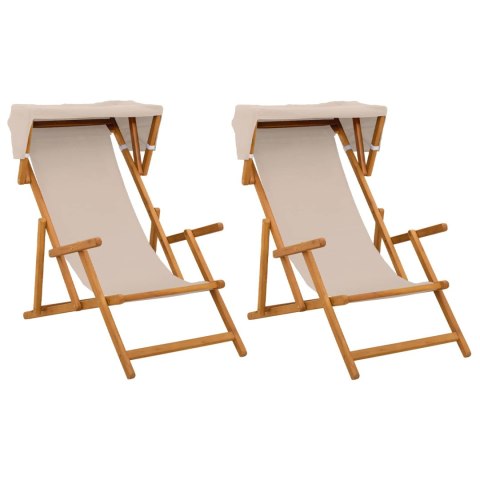 VidaXL Fotel ogrodowy 2 pcs 3 Pozycja Lite Drewno Eukaliptusowe Beżowy