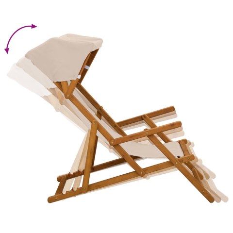 VidaXL Fotel ogrodowy 2 pcs 3 Pozycja Lite Drewno Eukaliptusowe Beżowy