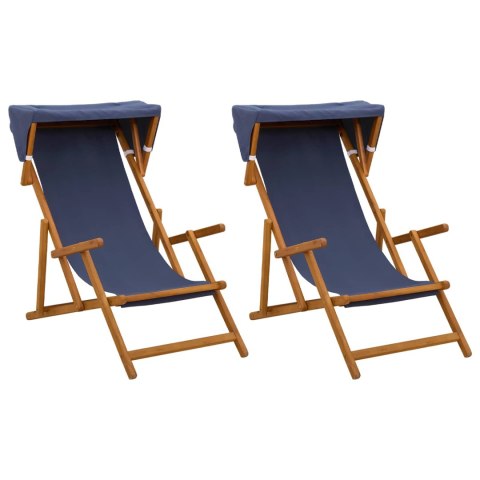 VidaXL Fotel ogrodowy 2 pcs 3 Pozycja Lite Drewno Eukaliptusowe