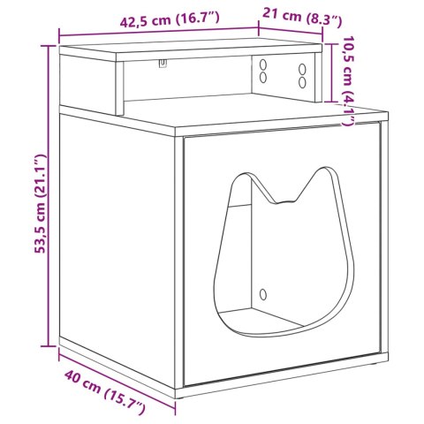 VidaXL Koty Dom Dąb artisian 42,5 x 40 x 53,5 cm Drewno inżynieryjne