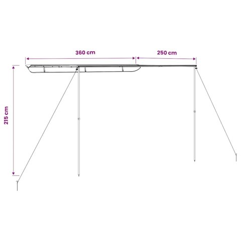 VidaXL Zadaszenie do kampera, 3,6 x 2,5 x 2,15 m, beżowe