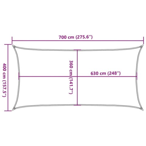 VidaXL Żagiel przeciwsłoneczny, 160 g/m², ciemnozielony, 4x7 m, HDPE