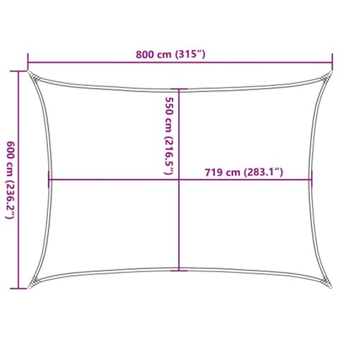 VidaXL Żagiel przeciwsłoneczny, 160 g/m², ciemnozielony, 6x8 m, HDPE