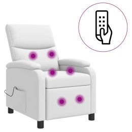 VidaXL Fotel masujący Biały Ekoskóra