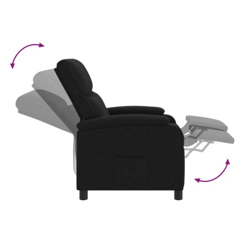 VidaXL Fotel recliner Czarny tkanina