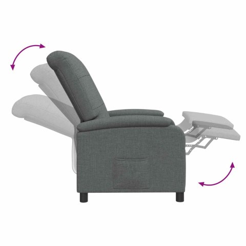 VidaXL Fotel recliner ciemnoszary tkanina