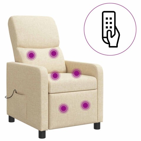 VidaXL Fotel recliner kremowy tkanina