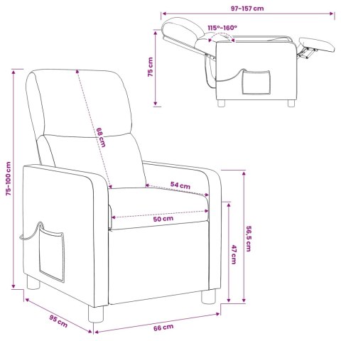 VidaXL Fotel recliner kremowy tkanina