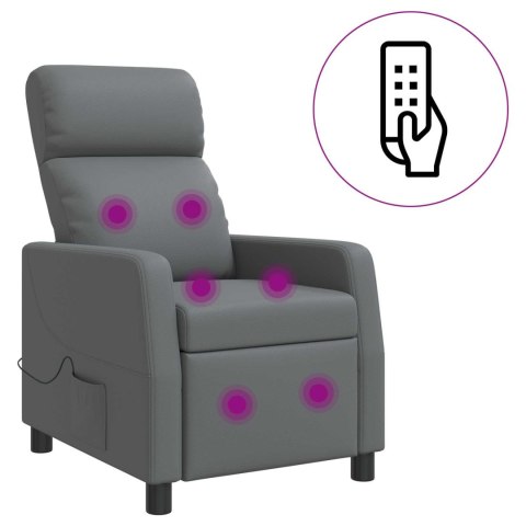 VidaXL Fotel masujący Szary Ekoskóra