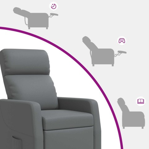 VidaXL Fotel masujący Szary Ekoskóra