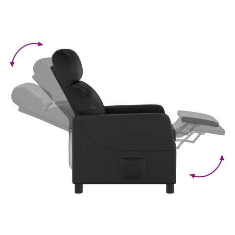 VidaXL Fotel recliner Czarny Ekoskóra