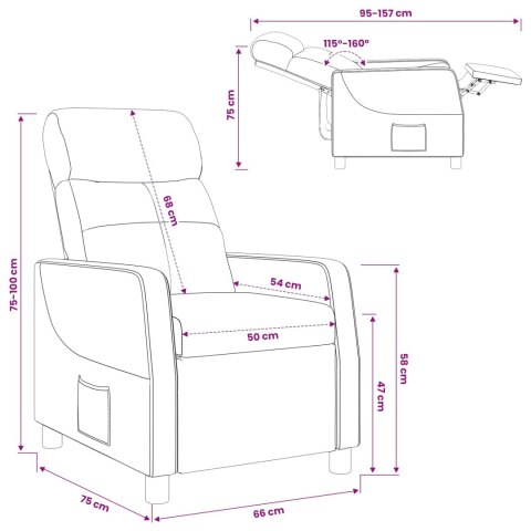 VidaXL Fotel recliner Czarny tkanina