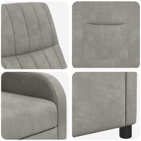 VidaXL Fotel recliner jasnoszary Welur