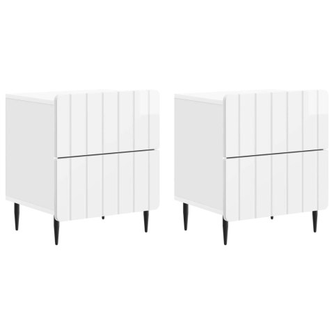 VidaXL Szafka Nocna 2 szt. Biały wysoki połysk 43 x 34,5 x 49,5 cm