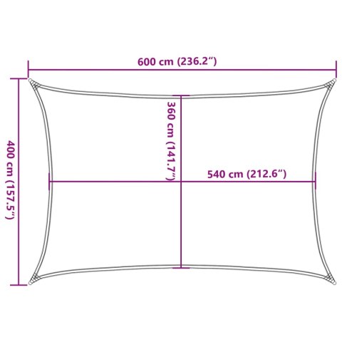 VidaXL Żagiel przeciwsłoneczny, 160 g/m², ciemnozielony, 4x6 m, HDPE