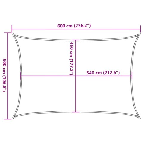VidaXL Żagiel przeciwsłoneczny, 160 g/m², ciemnozielony, 5x6 m, HDPE