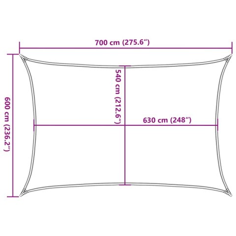 VidaXL Żagiel przeciwsłoneczny, 160 g/m², ciemnozielony, 6x7 m, HDPE