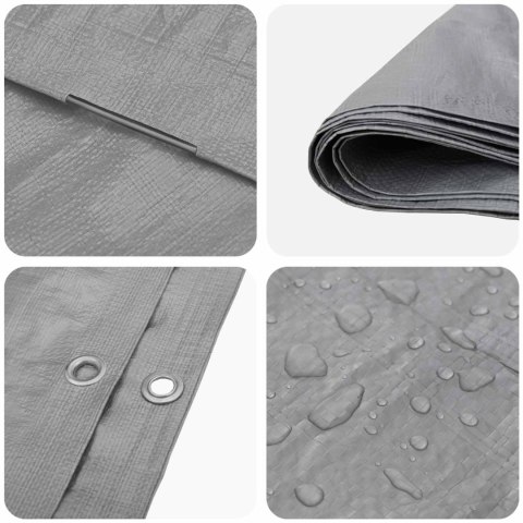 VidaXL Plandeka z oczkami jasnoszary 3 x 3 m 90 gsm PE