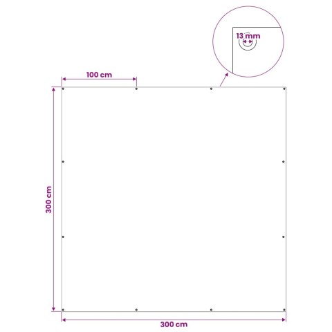 VidaXL Plandeka z oczkami jasnoszary 3 x 3 m 90 gsm PE