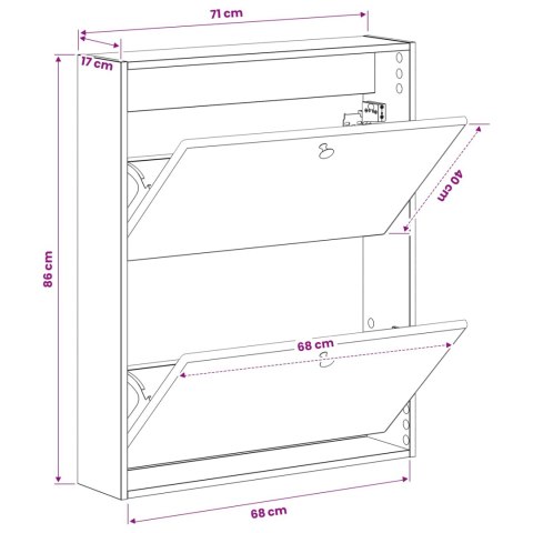 WISZĄCA SZAFKA NA BUTY BREDA 71 X 17 X 86 CM CZARNY