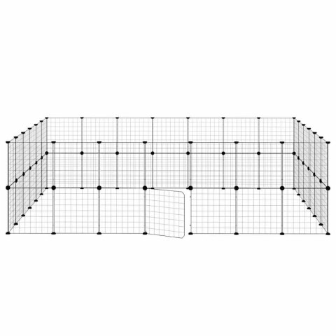 KLATKA DLA ZWIERZĄT Z BRAMKĄ 52 PANELE CZARNA 35X35CM STAL