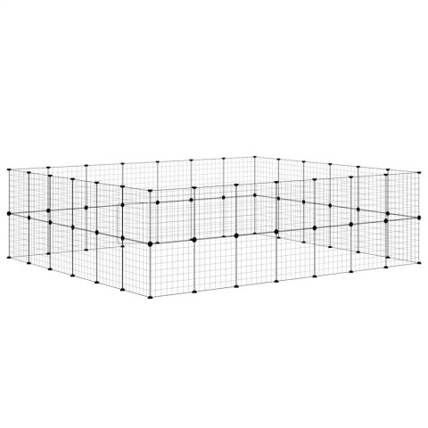 KLATKA DLA ZWIERZĄT Z BRAMKĄ 52 PANELE CZARNA 35X35CM STAL