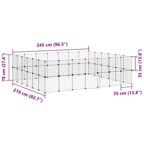 KLATKA DLA ZWIERZĄT Z BRAMKĄ 52 PANELE CZARNA 35X35CM STAL