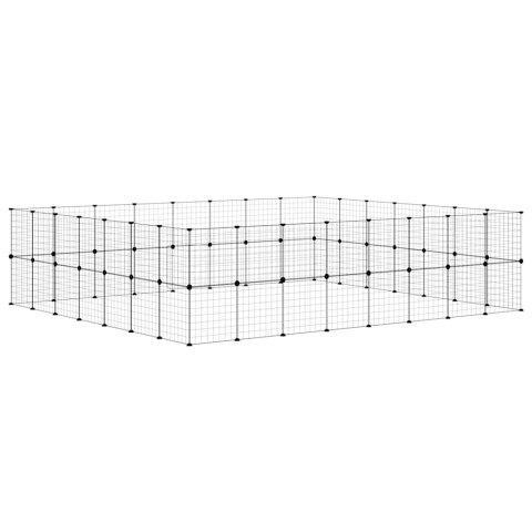 KLATKA DLA ZWIERZĄT Z BRAMKĄ 60 PANELI CZARNA 35X35CM STAL