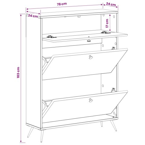 VidaXL Szafka na buty BREDA 78 x 24 x 103 cm Drewno inżynieryjne Biały