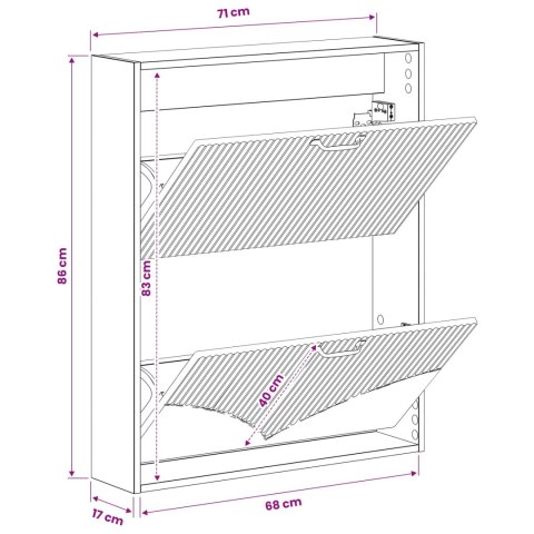 VidaXL Wisząca szafka na buty HOORN 71 x 17 x 86 cm Czarny