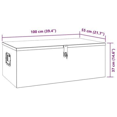 SKRZYNKA DO PRZECHOWYWANIA CZARNA 100X55X37CM ALUMINIUM