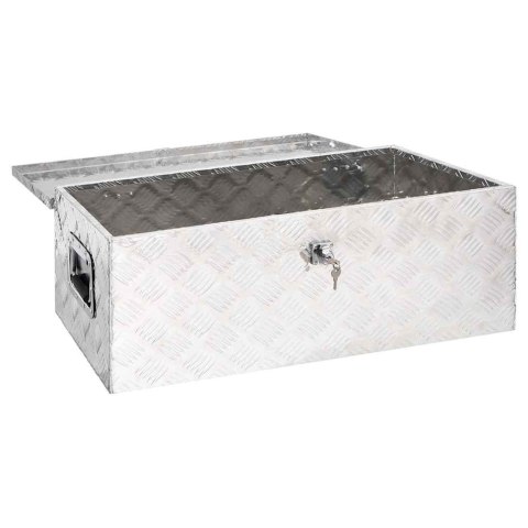 SKRZYNIA ALUMINIOWA 80X39X30CM SREBRNA TRANSPORTOWA NARZĘDZIOWA