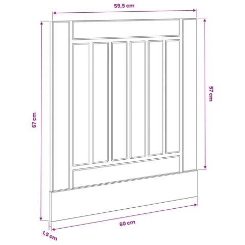 VidaXL Front do zmywarki LUCCA Czarny dąb 60 x 1,5 x 57 cm
