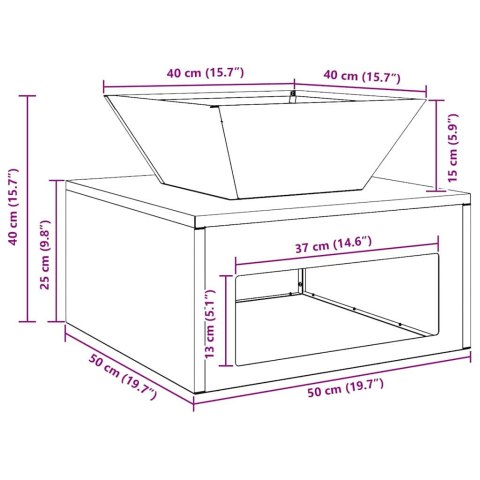 VidaXL Kominek Czarny 50 x 50 x 40 cm Stal