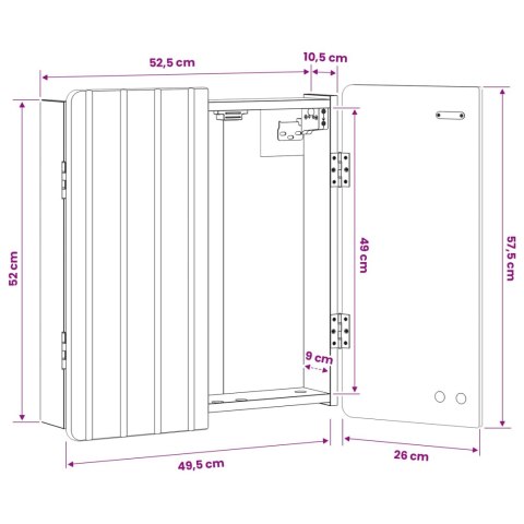 VidaXL Szafka na tarczę do rzutków ZWOLLE Biały 52,5 x 10,5 x 57,5 cm