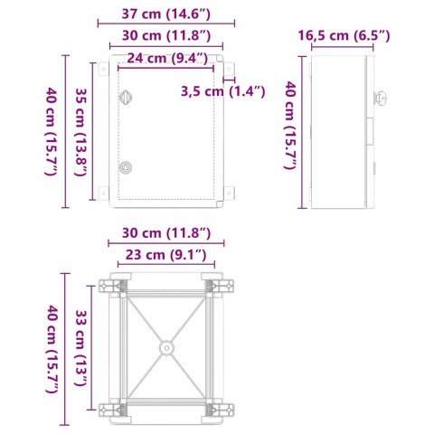VidaXL Szafka sterownicza Szary 37 x 16,5 x 40 cm Plastik ABS