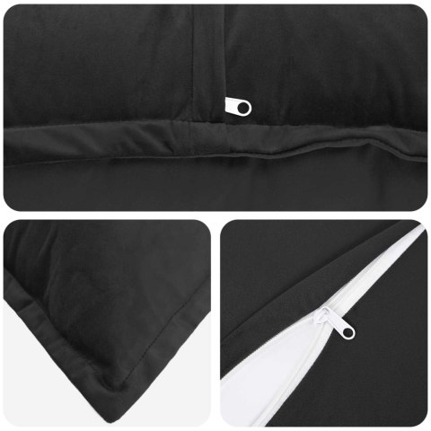 VidaXL Poszewka na poduszkę 2 pcs HOUTEN Czarny 55 x 55 cm Welur