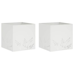 VidaXL Doniczka ogrodowa 2 szt. Biały 50 x 50 x 49 cm Stal zimnogięta