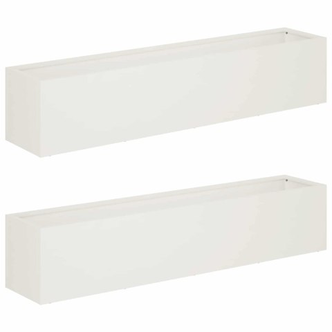 VidaXL Doniczka ogrodowa 2 szt. Biały 80 x 20 x 20 cm Stal zimnogięta